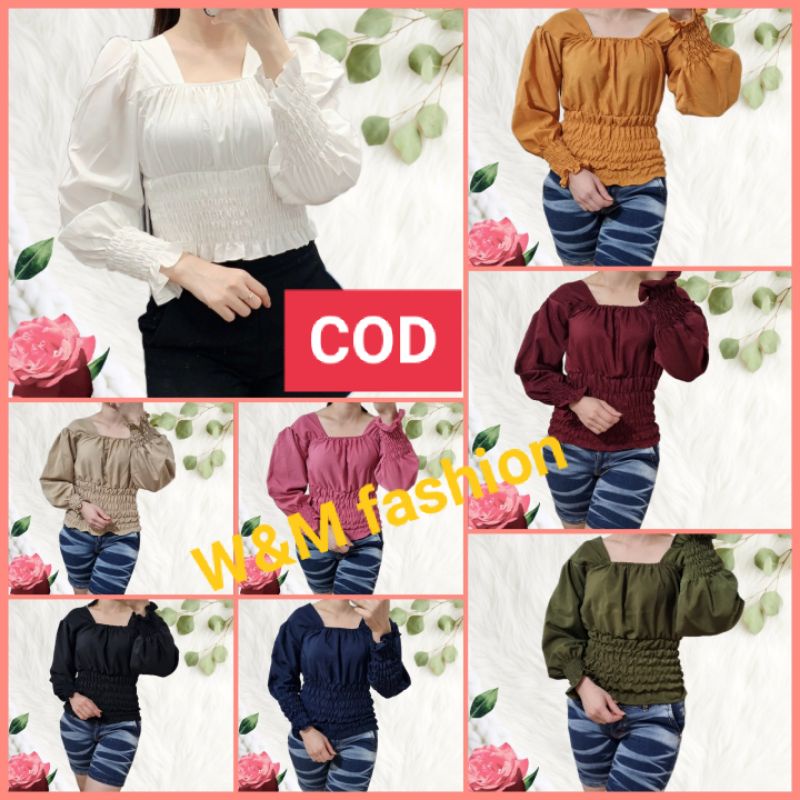 Baju Atasan Wanita Blouse Korea Style Lengan Panjang