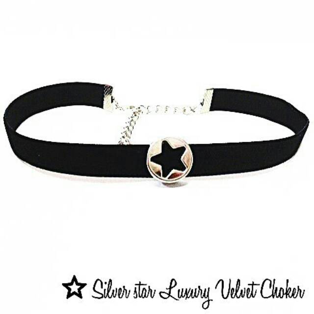 Silver Star Luxury Black Velvet Choker Necklace | Kalung Handmade Premium Collection