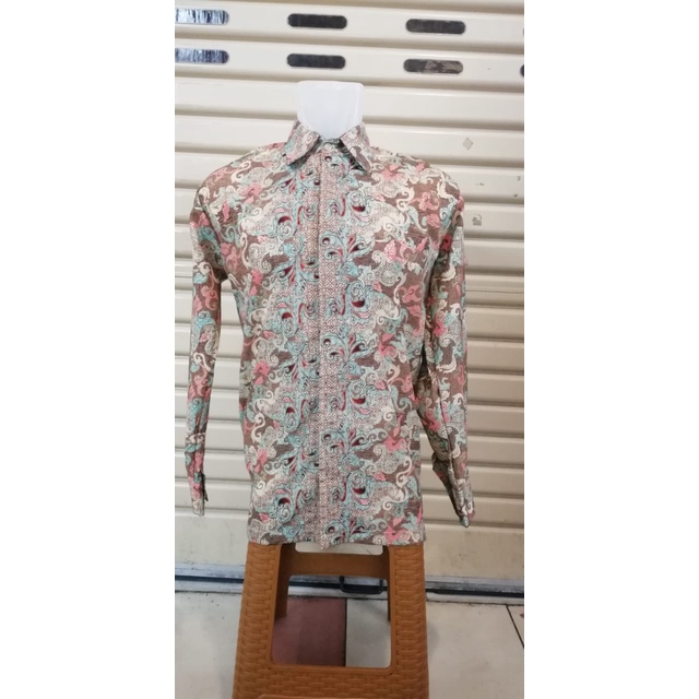 SETELAN KEBAYA COUPLE / BATIK COUPLE FLOY BRUKAT PEACH DAN KEMEJA