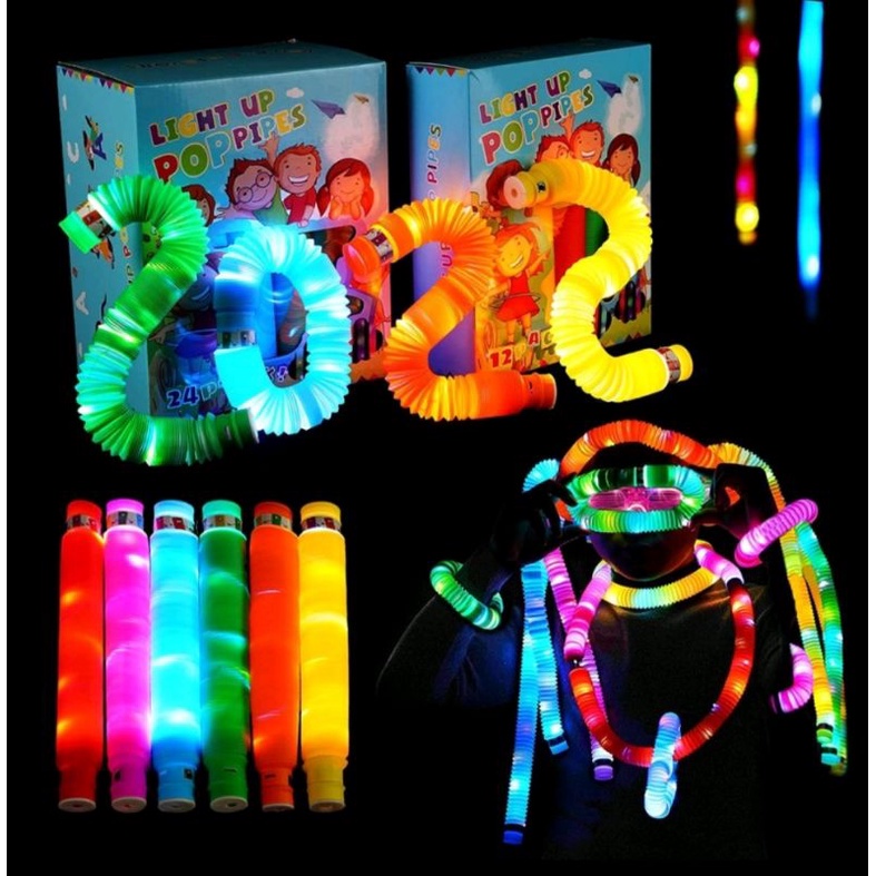 Mainan Pop Tube LED Pop Tubes LED Fidget Pop Tubes Sensory 1pc