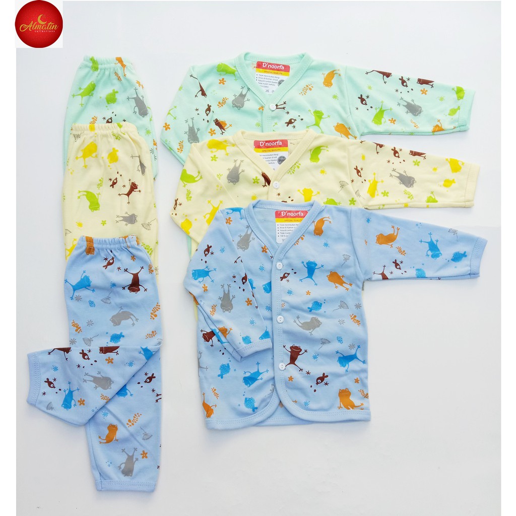 Setelan Baju Bayi Panjang Kancing Depan / 3 STEL Setelan Baju Bayi Panjang Piyama / Baju Bayi 3 Stel