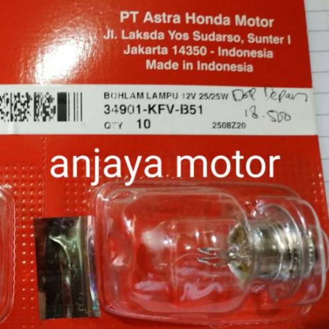 Bohlam lampu depan honda AHM kaki 1, grand, kharisma, revo