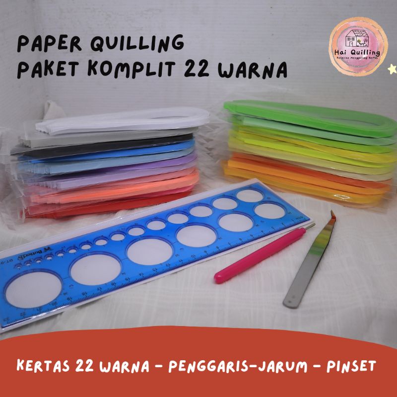 

Paket Paper Quilling Komplit 22 Warna/Jarum/Pinset/Penggaris