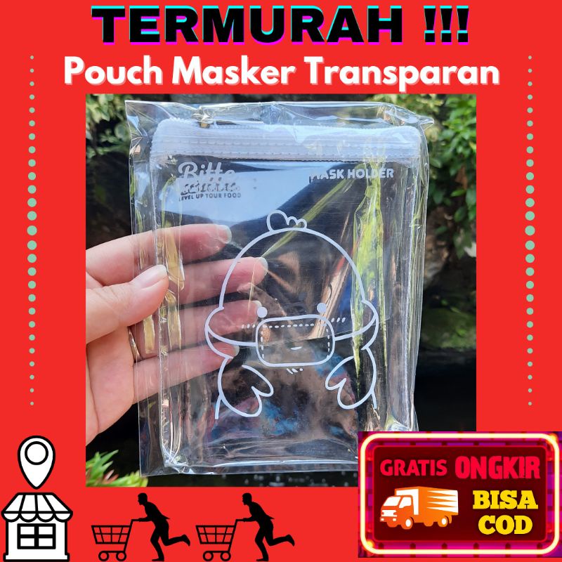 TERMURAH Pouch Masker Transparan / Dompet Masker Bahan Mika Transparan Tebal / Dompet Kosmetik