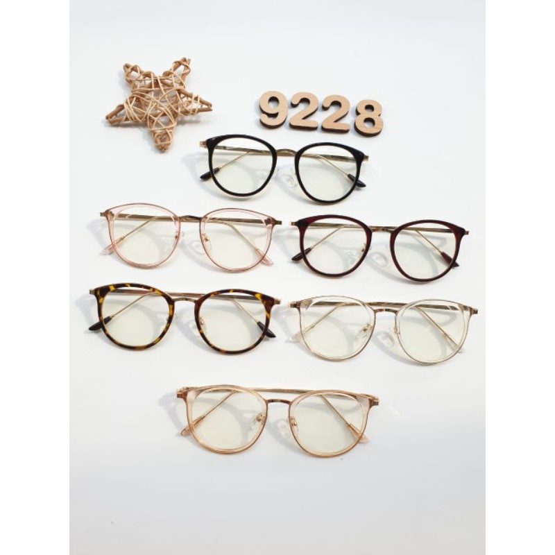 Frame 9228 | Kacamata bulat besar | Paket kacamata minus/plus/cyl/antiradiasi | Murah