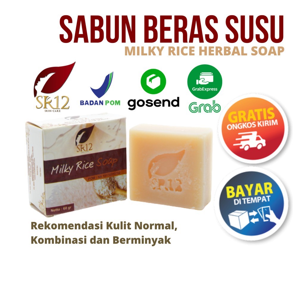 SR12 Milky Rice Soap SABUN BERAS SUSU Herbal Alami Sabun Pencerah Wajah Kulit Normal Berminyak dan Kombinasi