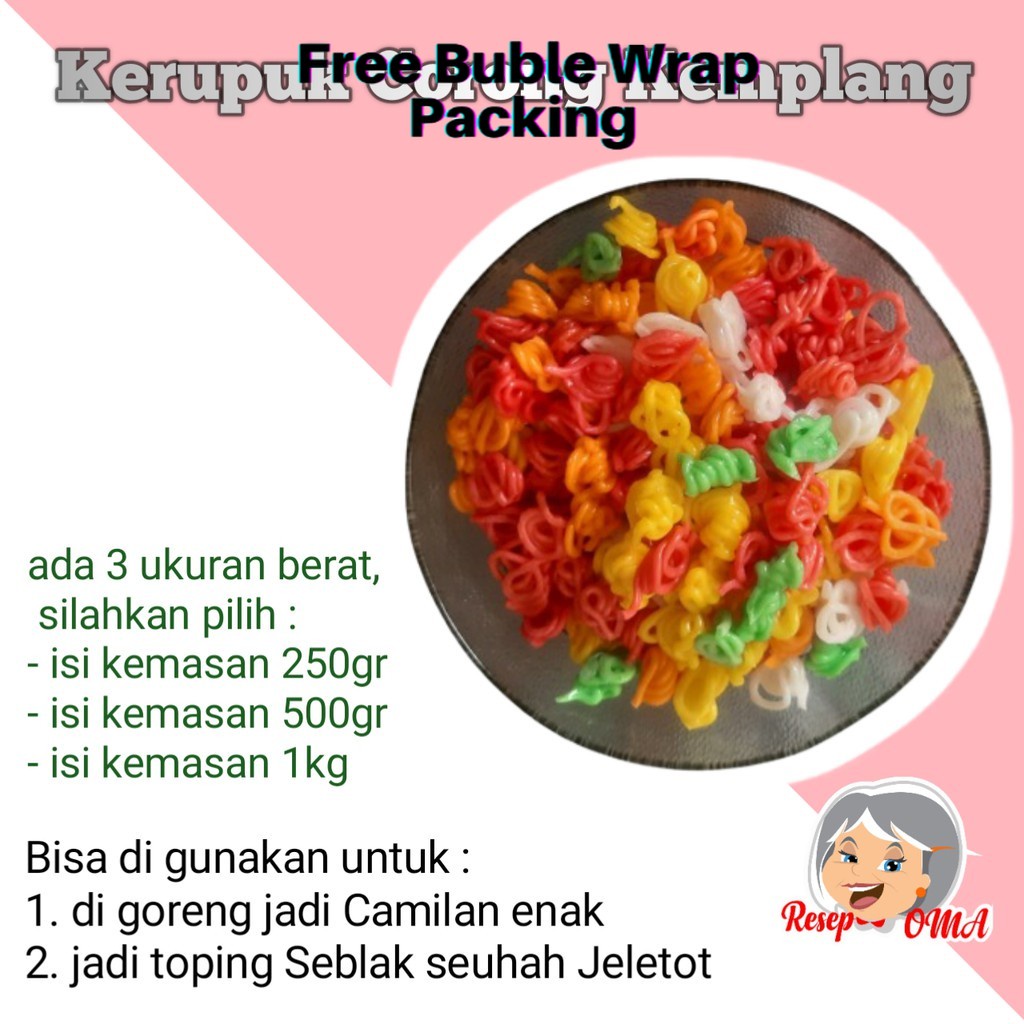 

Promo Murah Meriah Kerupuk Kemplang Corong Mentah Warna Warni 250gr 500gr 1000gr/1kg