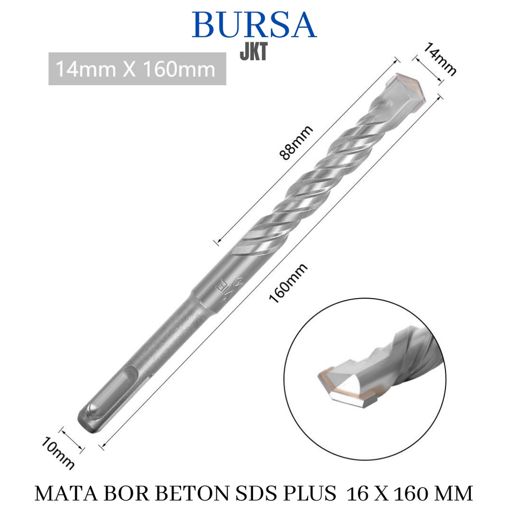 MATA BOR BOBOK PAHAT TEMBOK BETON SDS PLUS ROUND 16 MM X 150 MM