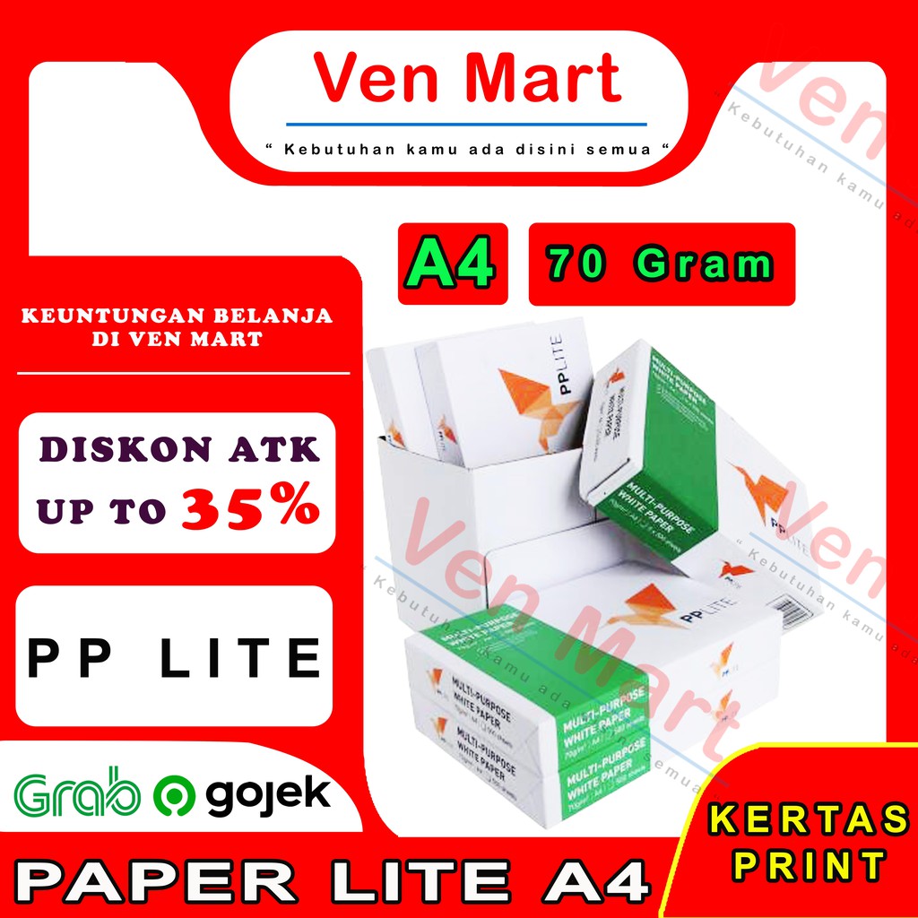 

KERTAS A4 70gr PP LITE / KERTAS HVS A4 70gr PP LITE ECERAN KHUSUS GRAB DAN GOJEK