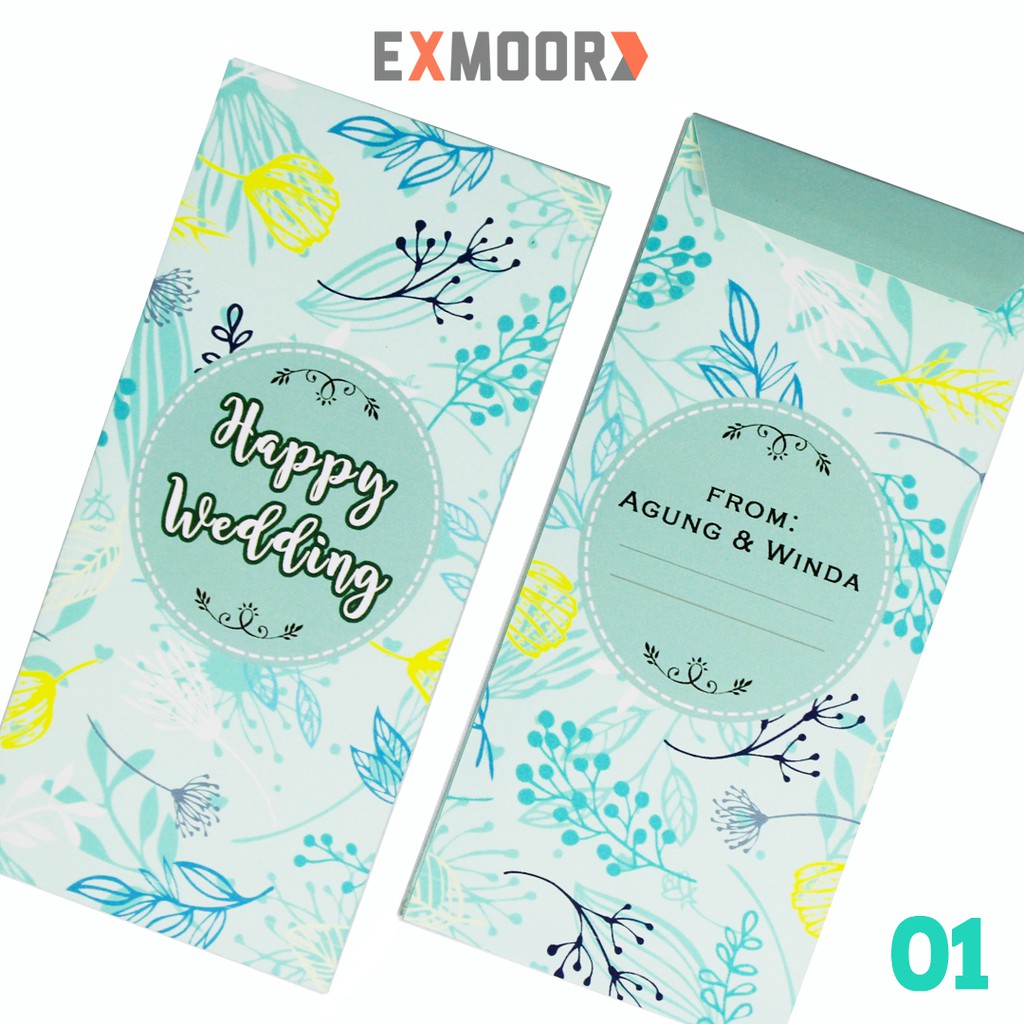 Amplop Kondangan Angpao Wedding Custom Nama Tropical Theme 10 pcs