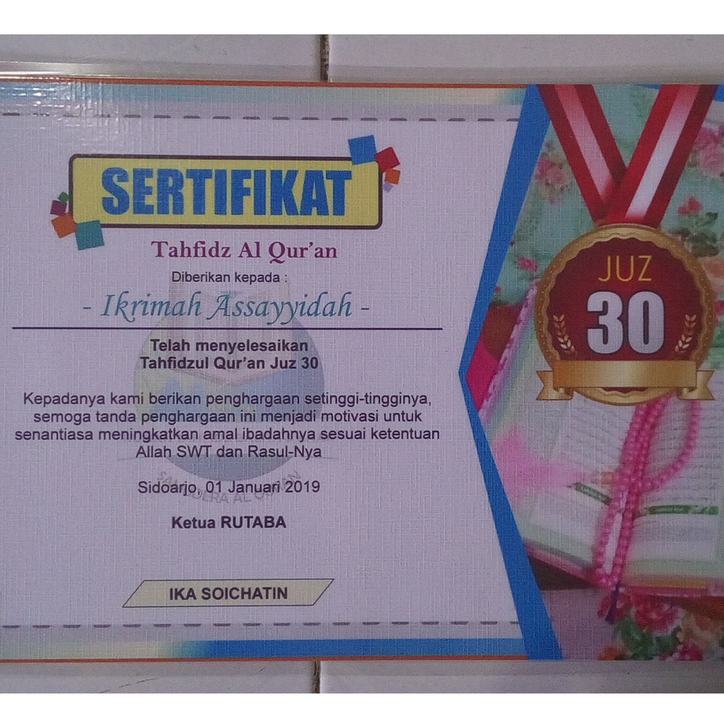 Cetak Sertifikat Piagam Bahan Linent Paper 1 Sisi Laminating Shopee Indonesia