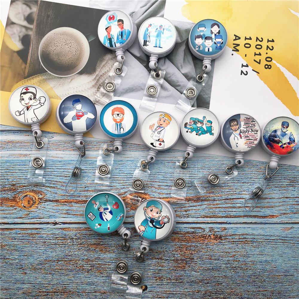 [Elegan] Retractable Badge Reel 1 Pcs Kepribadian Dokter Perawat Alat Kantor Kartun Pameran Kartu Kasus