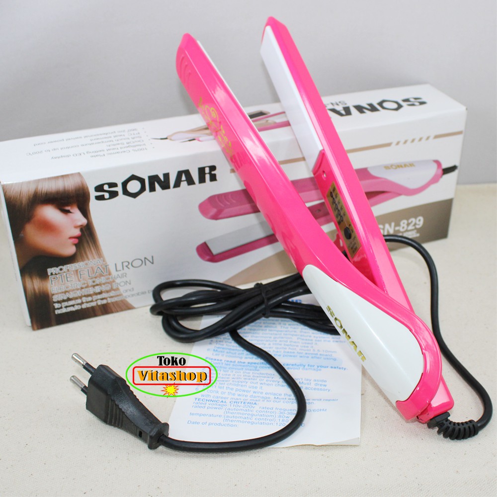 Catokan Rambut Suhu Sonar SN-829 PINK Catok Alat Pelurus Rambut Salon