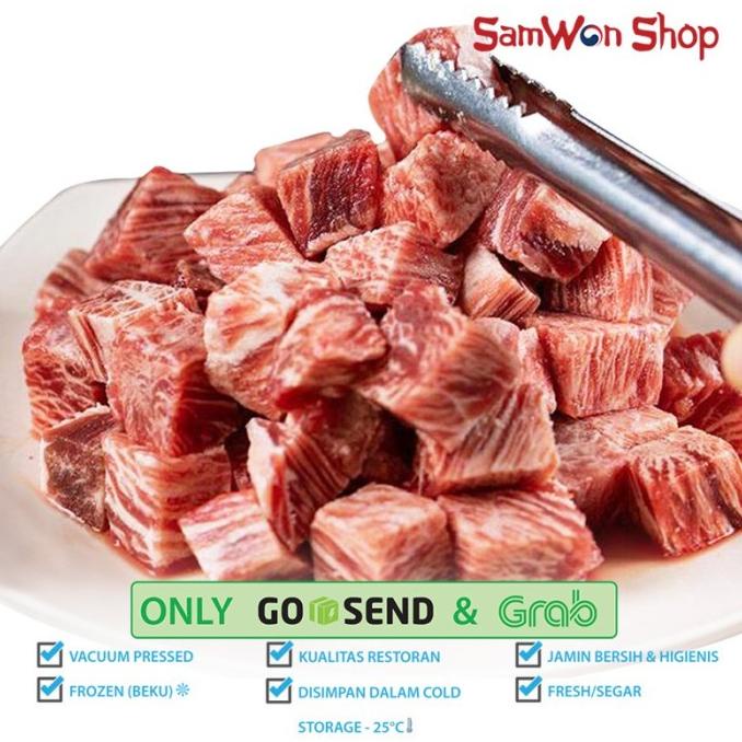 

Saikoro Wagyu Beef Meltic Cube Steak Daging Sapi Wagyu Frozen 1Kg Yahyafianshop5