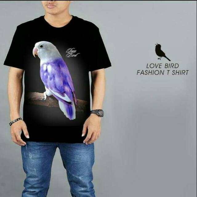 Kaos Cowok Keren Jumbo Lovebird Violet Burung Kicau Shopee Indonesia