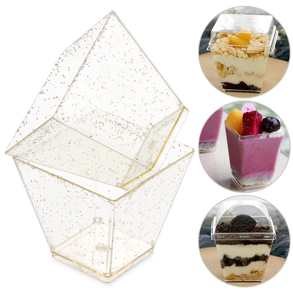 Top 60ml 10/30/50pcs Dessert Cup DIY Transparan Trapesium Wadah Perlengkapan Pesta Mousses