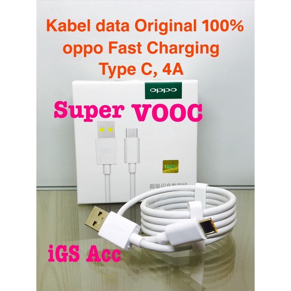 Kabel Data Oppo  Original type C Super Fast Charging Vooc 4A