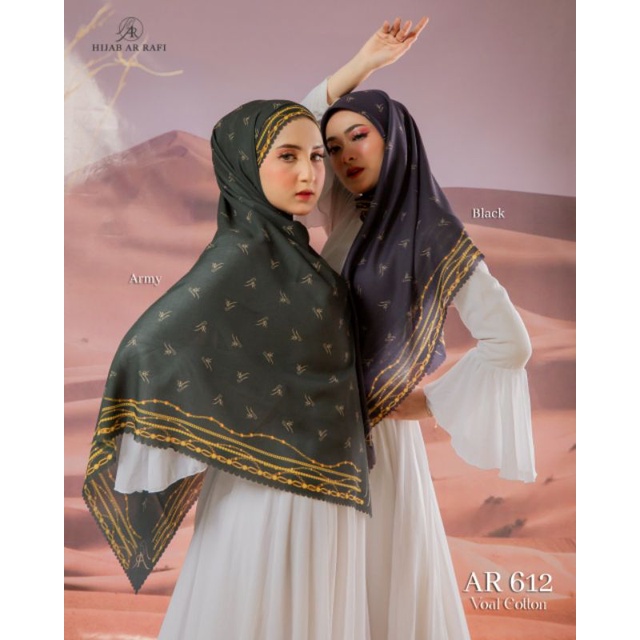 hijab segi empat terbaru 2022 scarf jilbab kerudung arrafi AR 612 ori Ar Rafi cantik mewah bahan voa