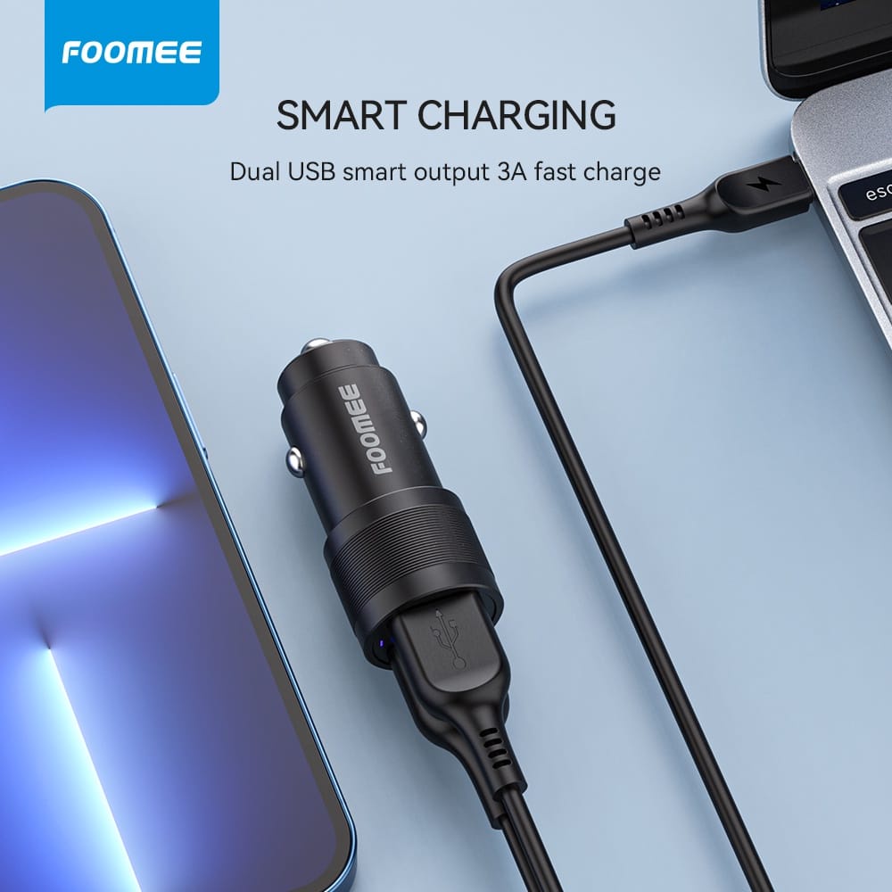 A   FOOMEE BA13 Car Charger Kit Quick Fast Charging 3.1A Set Cable Micro 1M