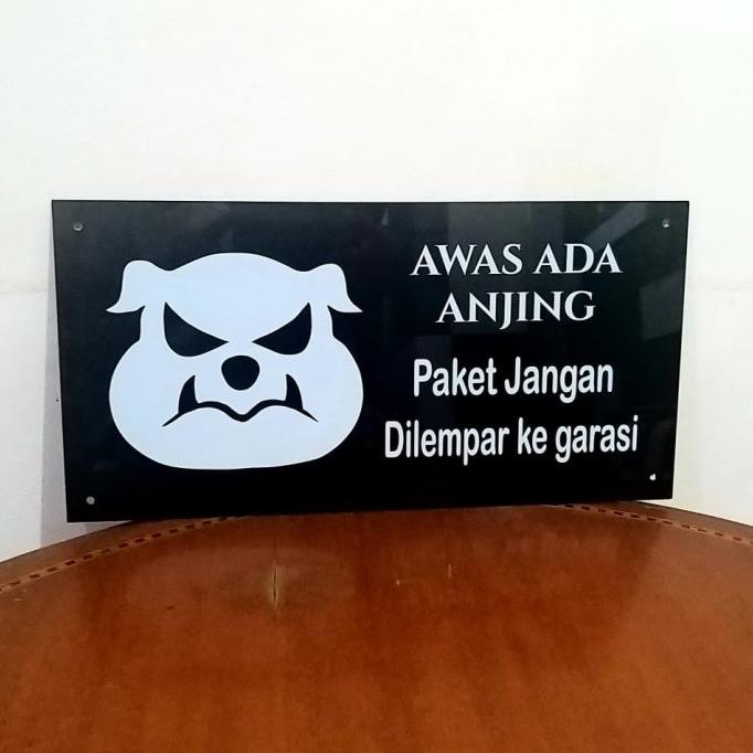 

(BISA COD) AWAS ADA ANJING 40x20 Cm Signboard Akrilik UV Print OBRAL Kode 1375