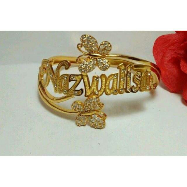 Gelang Nama Bangle Permata Grafir Gold / Silver PGM GN07