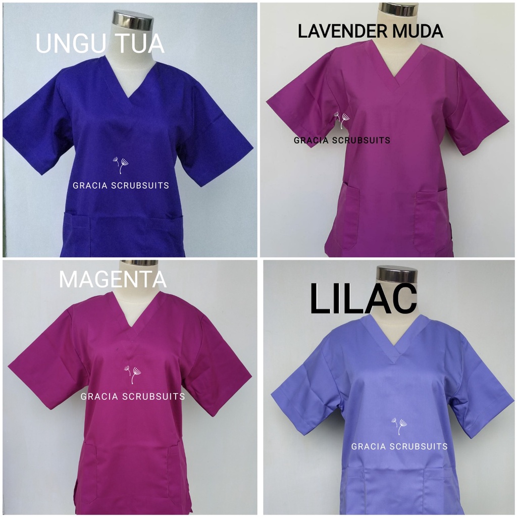 READY STOCK! GRACIA SCRUBSUITS - baju dokter/jaga/jaga malam/scrub MURAH 1 STEL MODEL ROK