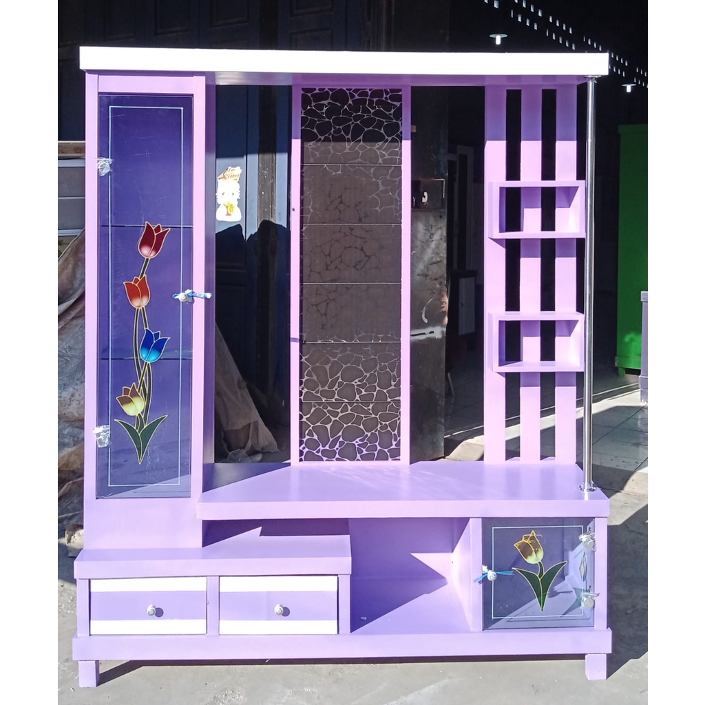 FREE ONGKIR / BUFFET TV / PENYEKAT RUANGAN / bufet kaca motif