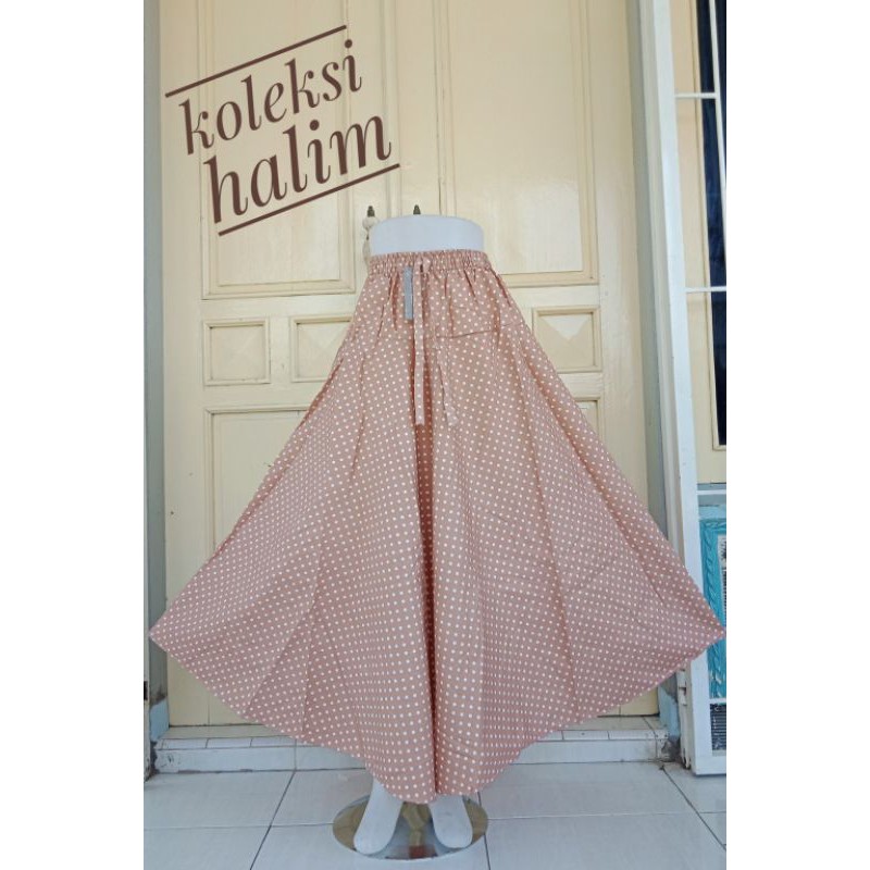 ROK PAYUNG LEBAR/ROK KATUN PANJANG/MOTIF PULKADOT-1