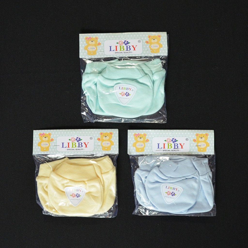 LIBBY 3 Set Sarung Tangan & Kaos Kaki Rib Bayi/Baby Warna (0-3M)| Perlengkapan Bayi Baru Lahir