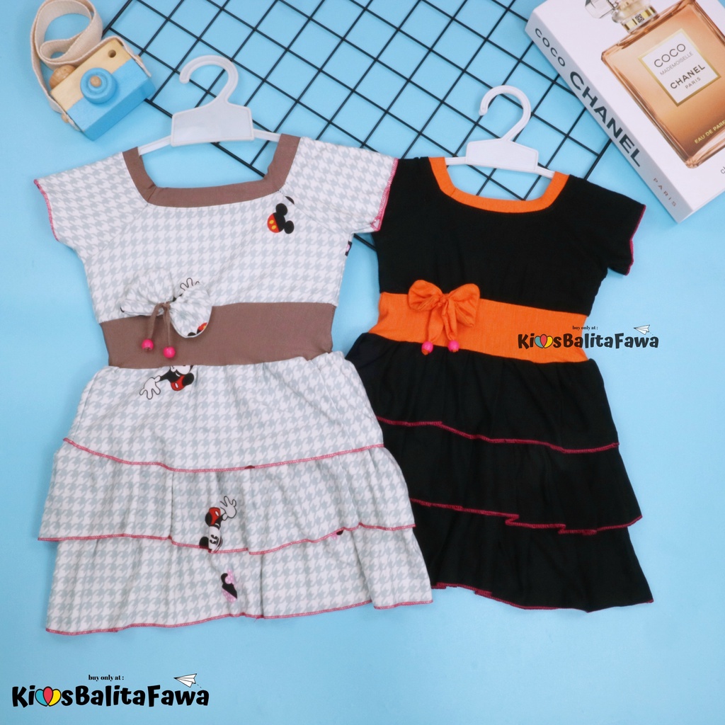 Dress Nayla uk 1-2 Tahun / Dres Anak Perempuan Cewek Baju Motif Murah Casual Pesta Kensi