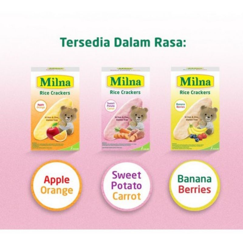 Milna rice cracker 20 gram (isi 5 sachet ) 6+