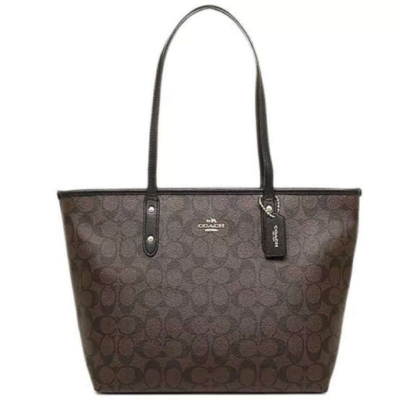 Coach Signature Zip Tote in mahogany