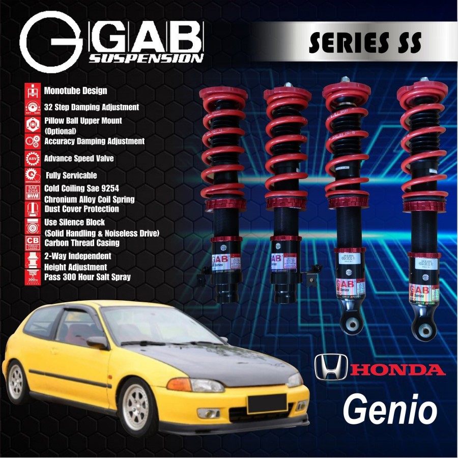 COILOVER CIVIC GENIO ESTILO GAB SS SERIES SHOCKBREAKER ADJUSTABLE