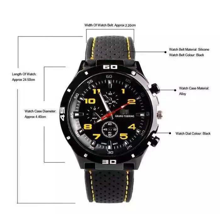 Jam Tangan Pria GT Sport Chrono Grand Touring Korea Fashion Quartz Silikon Rubber Analog Watch GT002 / C2-6
