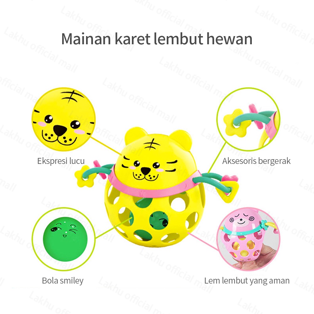 Lakhu mainan rattle bayi baby rattle toys mainan rattle bola karet lembut kartun dan music