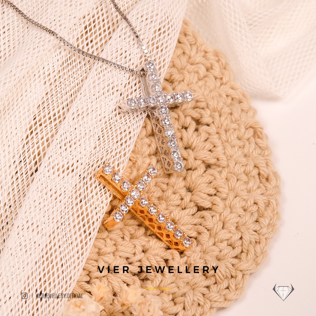 Wynn Edition Necklace 8314 , kalung salib lapis emas crystal zirconia