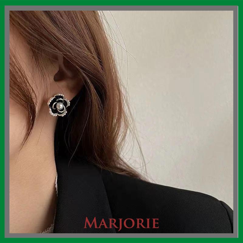 Anting Stud Silver Needle Bentuk Bunga Camellia Gaya Vintage -MJD