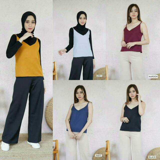 V-NECK CAMISOLE tank top wanita