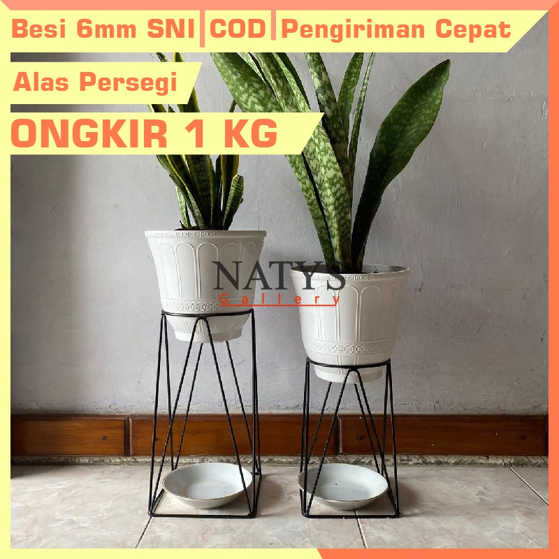 Jual Ongkir 1kg Standing Pot Besi 6mm Alas Persegi Standing Planter ...