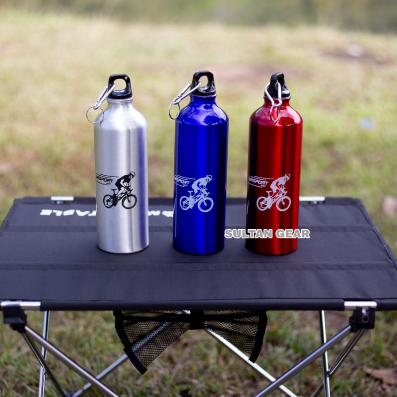 Botol Minum Aluminium 750ml Karabiner / kantong air / Botol air minum 750ml