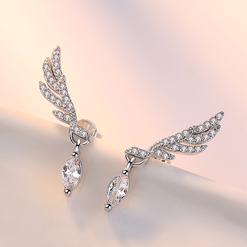 925 Perak Anting Anting Wanita Sayap Mulia Perhiasan Fashion/Subang Telinga anting perempuan
