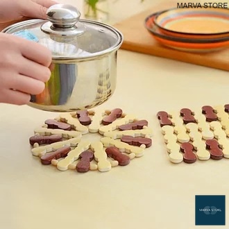 Tatakan Piring Dan Panci - Tatakan Piring Gelas Makan Bahan Bambu - Heat Insulation Pad