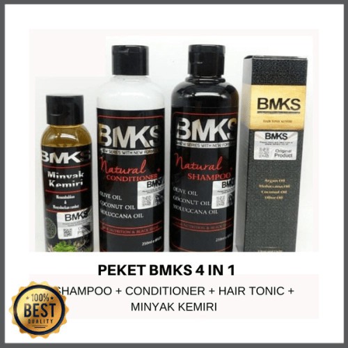 BMKS PAKET 4IN1 SHAMPO- CONDITIONER - MINYAK KEMIRI - HAIR TONIC BPOM