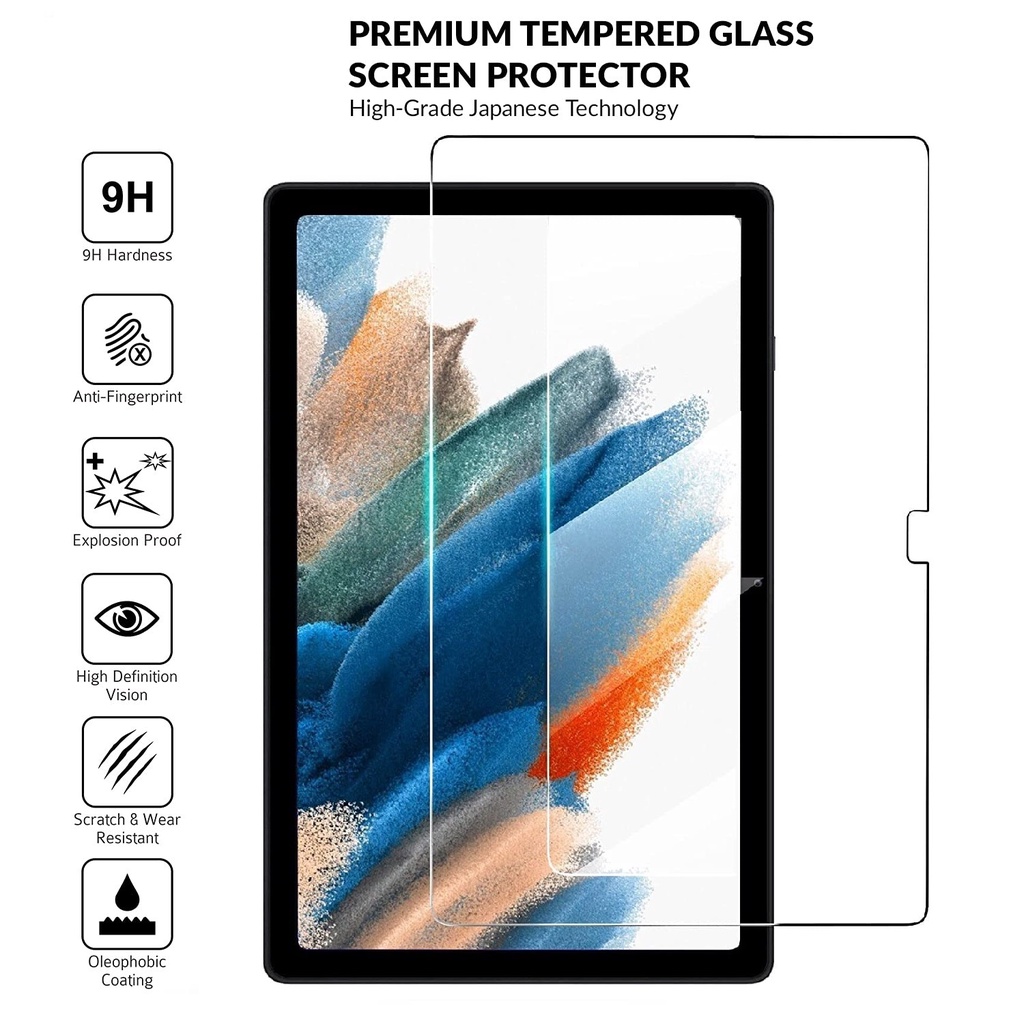 Tempered Glass 9H Premium Pro Screen Protector Samsung Galaxy Tab 2019 A 8.0 T295 S-pen P205 10.1 T515 S6 Lite 10.4 2024 A7 2021 8.7 T220 T225 2020 LTE T505 Wifi T500 S7 11 T875 S7+ Plus T975 12.4 FE 2022 A8 10.5 X200 X205 S8 5G S9 A9 Inch Anti Gores