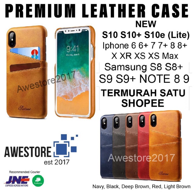 Leather Case Card Casing Kulit Samsung Iphone 6 6+ 7 7+ 8 8+ X XR XS 11 11Pro MAX 11ProMax Plus