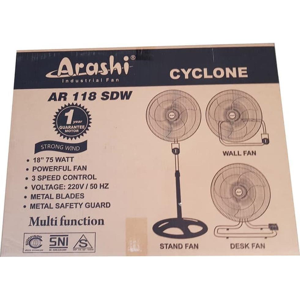 Kipas Angin 18" Arashi AR 118 SDW Cyclone 3 in 1 Fan Aluminium Blades