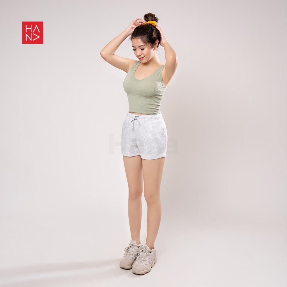 HanaFashion JKT - Saddie Ribbed Tank Top dengan Cup Bra Sport Bra Wanita Murah - TT300