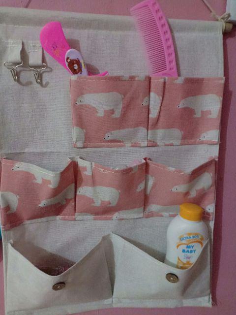 Ff-k366 Storage Bag Cotton And Linen Hanging Pockets / Pockets Hanging Tas Dinding Wall Pocket