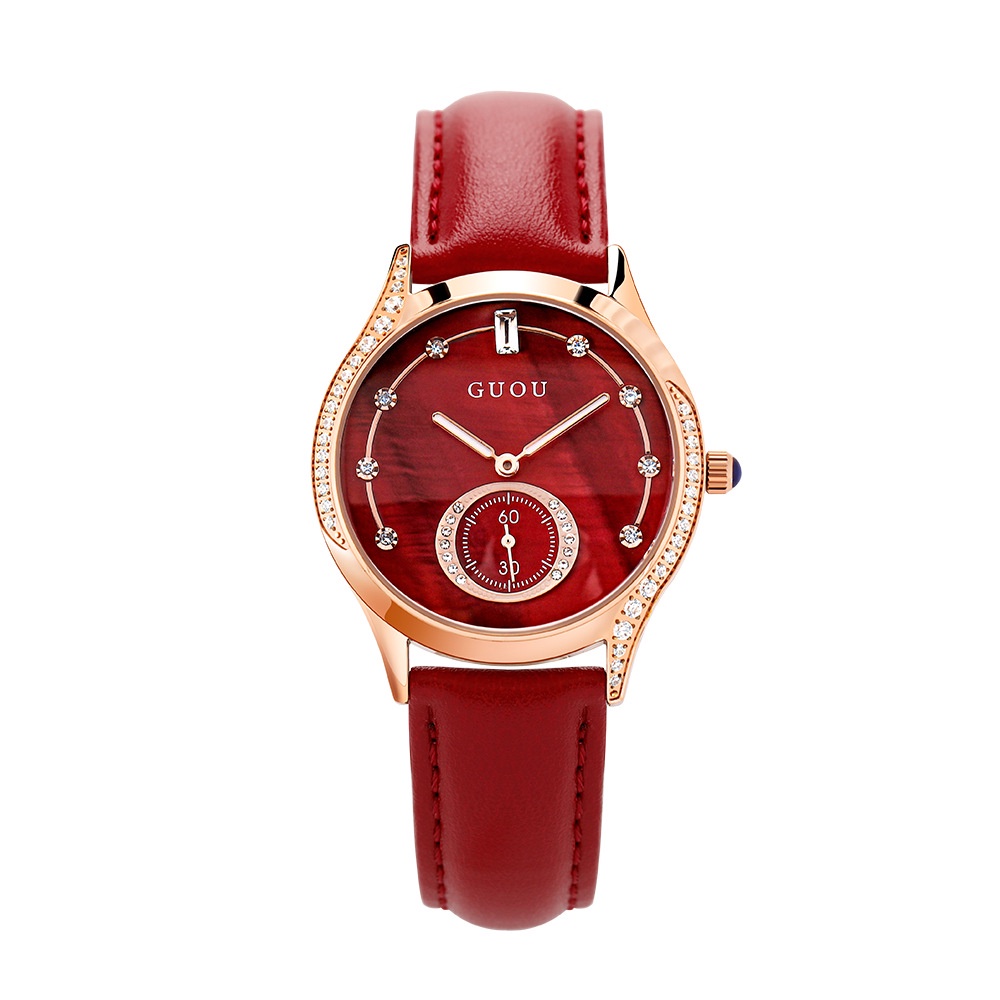 【stock】GUOU Watch 【100% Ori】【COD】2022 Baru Women Watch Sederhana Fashion kulit Jam tangan anti air perempuan【With box】