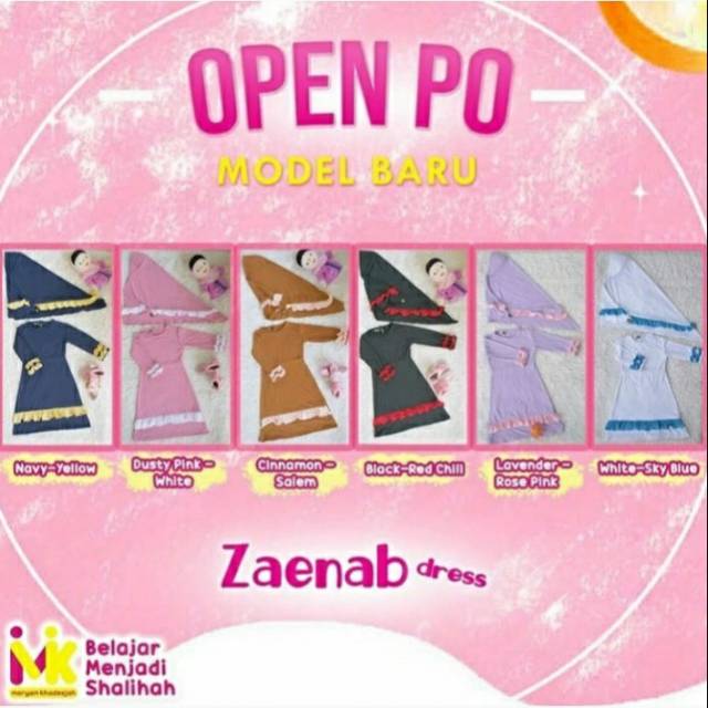 Gamis Zaenab White - Sky Blue